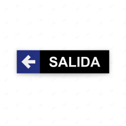 Rótulo Vial Direccional para Sótano o Estacionamientos - Salida Flecha Lado Izquierdo Negro/Azul |Cod. VDIR-7141