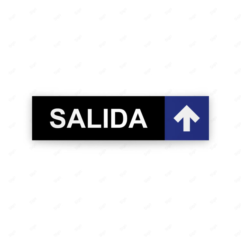 Rótulo Vial Direccional para Sótano o Estacionamientos - Salida Flecha Lado Arriba Negro/Azul |Cod. VDIR-7143