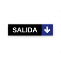 Rótulo Vial Direccional para Sótano o Estacionamientos - Salida Flecha Lado Abajo Negro/Azul |Cod. VDIR-7144