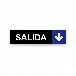 Rótulo Vial Direccional para Sótano o Estacionamientos - Salida Flecha Lado Abajo Negro/Azul |Cod. VDIR-7144