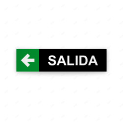 Rótulo Vial Direccional para Sótano o Estacionamientos - Salida Flecha Lado Izquierdo Negro/Verde|Cod. VDIR-7151