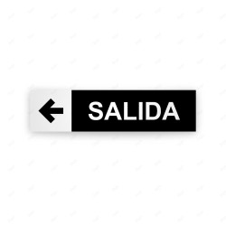 Rótulo Vial Direccional para Sótano o Estacionamientos - Salida Flecha Lado Izquierdo Negro/Blanco|Cod. VDIR-7161