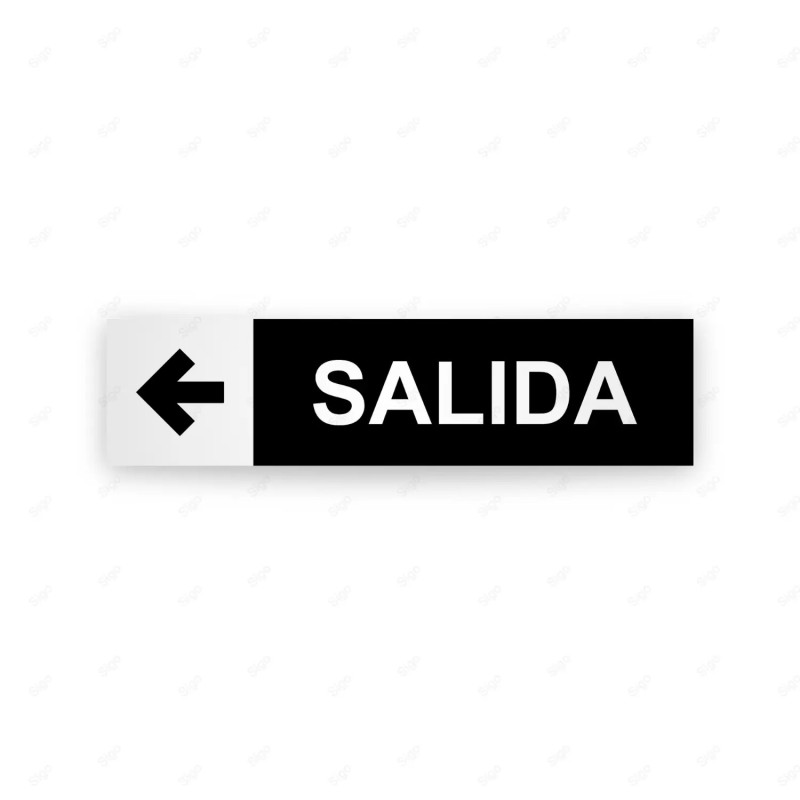 Rótulo Vial Direccional para Sótano o Estacionamientos - Salida Flecha Lado Izquierdo Negro/Blanco|Cod. VDIR-7161