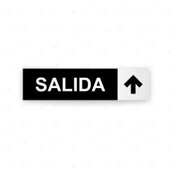Rótulo Vial Direccional para Sótano o Estacionamientos - Salida Flecha Lado Arriba Negro/Blanco|Cod. VDIR-7163
