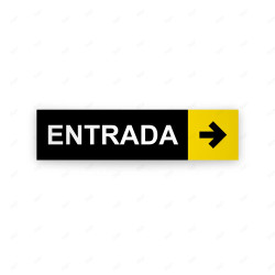 Rótulo Vial Direccional para Sótano o Estacionamientos - Entrada Flecha Lado Derecho Negro/Amarillo|Cod. VDIR-7222