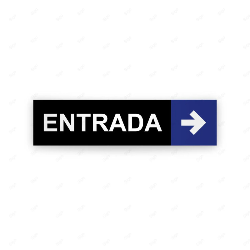 Rótulo Vial Direccional para Sótano o Estacionamientos - Entrada Flecha Lado Derecho Negro/Azul|Cod. VDIR-7242