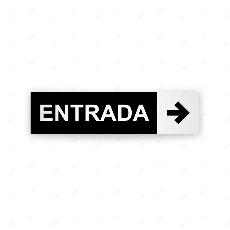 Rótulo Vial Direccional para Sótano o Estacionamientos - Entrada Flecha Lado Derecho Negro/Blanco|Cod. VDIR-7262