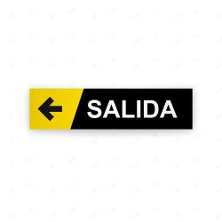 Rótulo Vial Direccional para Sótano o Estacionamientos - Salida Flecha Lado Izquierdo Negro/Amarillo|Cod. VDIR-8121