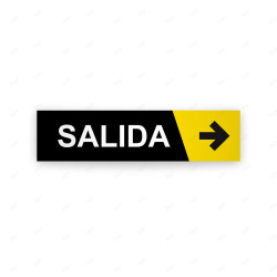 Rótulo Vial Direccional para Sótano o Estacionamientos - Salida Flecha Lado Derecho Negro/Amarillo|Cod. VDIR-8122