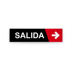 Rótulo Vial Direccional para Sótano o Estacionamientos - Salida Flecha Lado Derecho Negro/Rojo|Cod. VDIR-8132