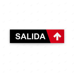 Rótulo Vial Direccional para Sótano o Estacionamientos - Salida Flecha Lado Arriba Negro/Rojo|Cod. VDIR-8133