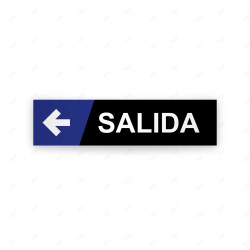 Rótulo Vial Direccional para Sótano o Estacionamientos - Salida Flecha Lado Izquierdo negro/azul| Cod. VDIR-8141