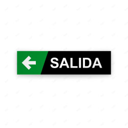 Rótulo Vial Direccional para Sótano o Estacionamientos - Salida Flecha Lado Izquierdo negro/Verde| Cod. VDIR-8151
