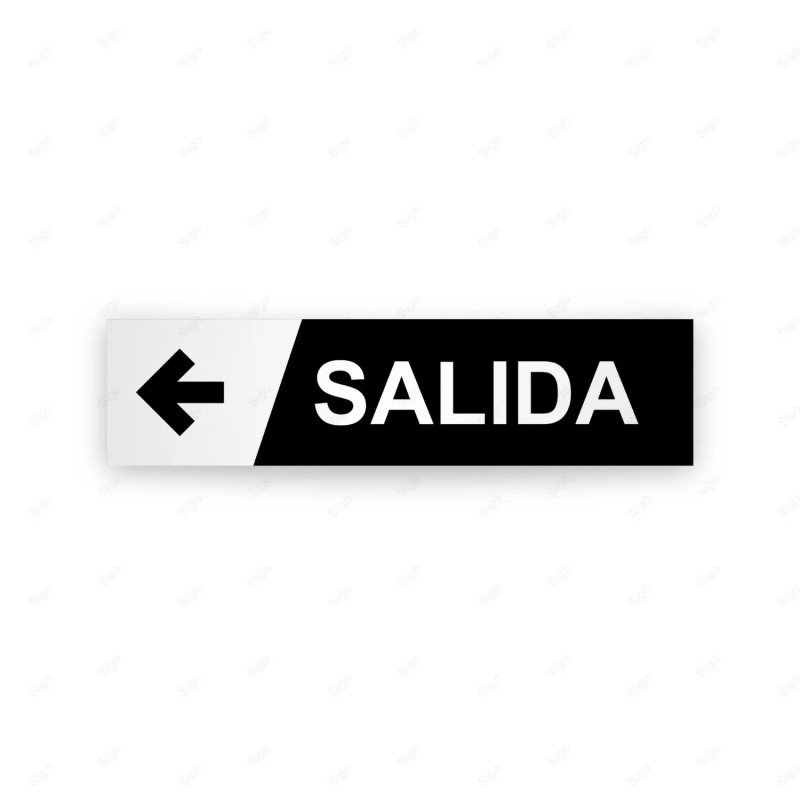 Rótulo Vial Direccional para Sótano o Estacionamientos - Salida Flecha Lado Izquierdo negro/Blanco| Cod. VDIR-8161
