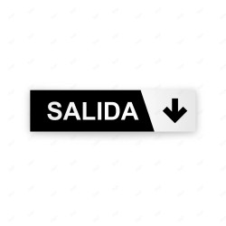 Rótulo Vial Direccional para Sótano o Estacionamientos - Salida Flecha Lado Abajo negro/Blanco| Cod. VDIR-8164