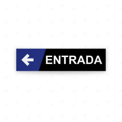 Rótulo Vial Direccional para Sótano o Estacionamientos - Salida Flecha Lado Izquierdo Negro/Azul| Cod. VDIR-8241