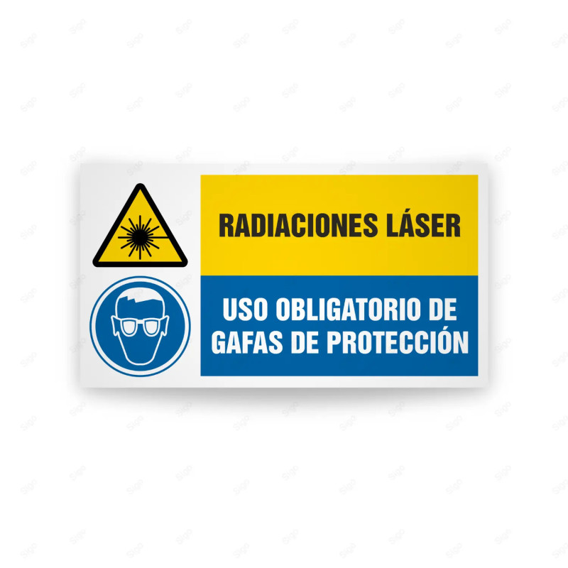 Señales Combinadas - Radiaciones Laser Uso Obligatorio De Gafas De Proteccion| Cod. CB-107