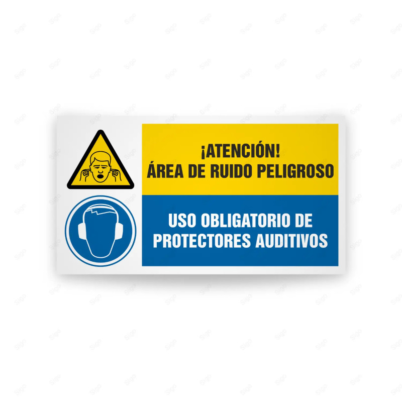 Señales Combinadas - Atencion Area de Ruido Peligroso Uso Obligatorio De Protectores Auditivos| Cod. CB-110