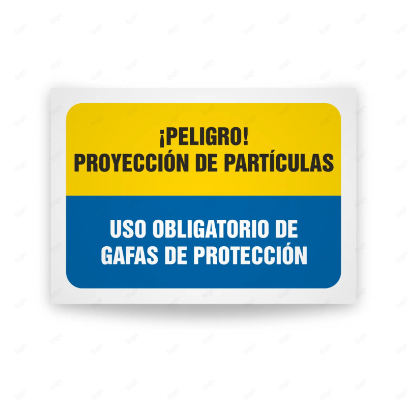 Señales Combinadas - Peligro Proyección De Partículas Uso Obligatorio de Gafas De Protección |Cod. CB-117