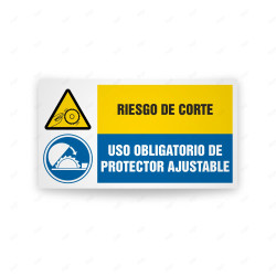 Señales Combinadas - Riesgo De Corte Uso Obligatorio De Protector Ajustable| Cod. CB-128