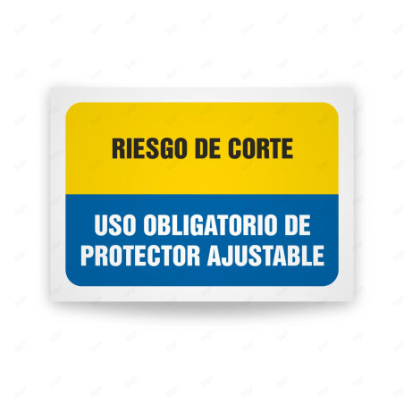 Señales Combinadas - Riesgo De Corte Uso Obligatorio De Protector Ajustable| Cod. CB-129
