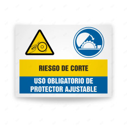 Señales Combinadas - Riesgo De Corte Uso Obligatorio De Protector Ajustable| Cod. CB-127