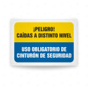 Señales Combinadas - Peligro Caídas A Distinto Nivel Uso Obligatorio de Cinturón De Seguridad| Cod. CB-135