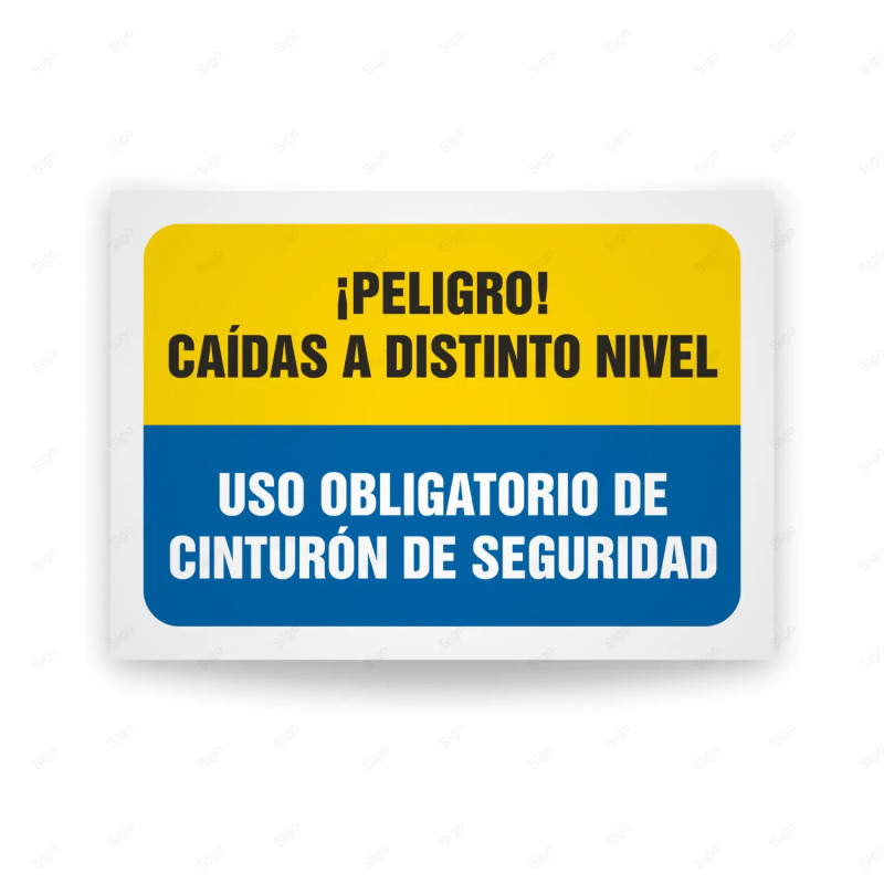 Señales Combinadas - Peligro Caídas A Distinto Nivel Uso Obligatorio de Cinturón De Seguridad| Cod. CB-135
