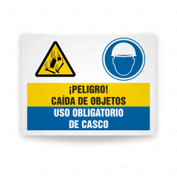 Señales Combinadas - Peligro Caida De Objetos Uso Obligatorio De Casco| Cod. CB-139