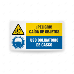 Señales Combinadas - Peligro Caida De Objetos Uso Obligatorio De Casco| Cod. CB-140