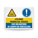 Señales Combinadas - Peligro Producto Tóxicos Uso Obligatorio De Equipo De Protección| Cod. CB-154