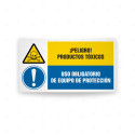 Señales Combinadas - Peligro Producto Tóxicos Uso Obligatorio De Equipo De Protección| Cod. CB-155