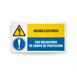 Señales Combinadas - Riesgo Eléctrico Uso Obligatorio De Equipo De Protección| Cod. CB-164