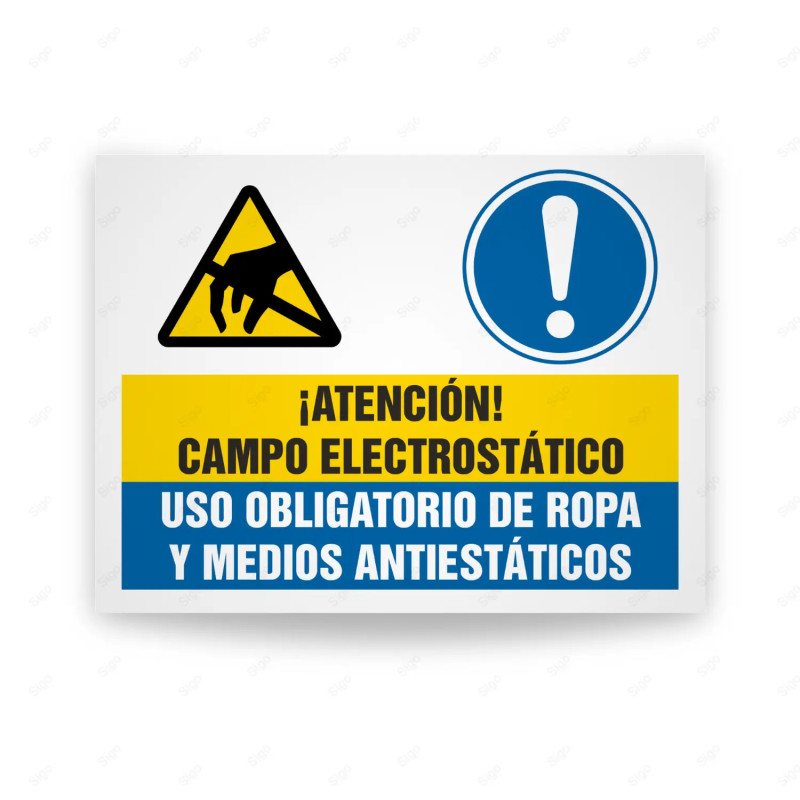 Señales Combinadas - Atención Campo Electrostático Uso Obligatorio De Ropa y Medios Antiestáticos| Cod.  CB-172