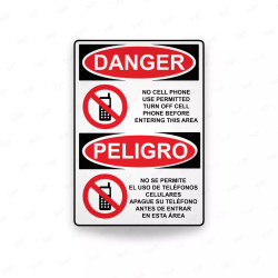 Rótulo de Peligro - No se permite el uso de teléfonos celulares | Cod. PEL - 41, Rótulos de Peligro
