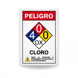 Rótulo de Peligro Rombo Químico - Cloro, Rombos NFPA