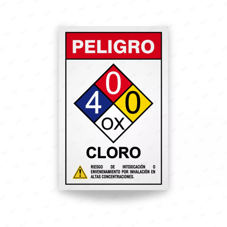Rótulo de Peligro Rombo Químico - Cloro, Rombos NFPA