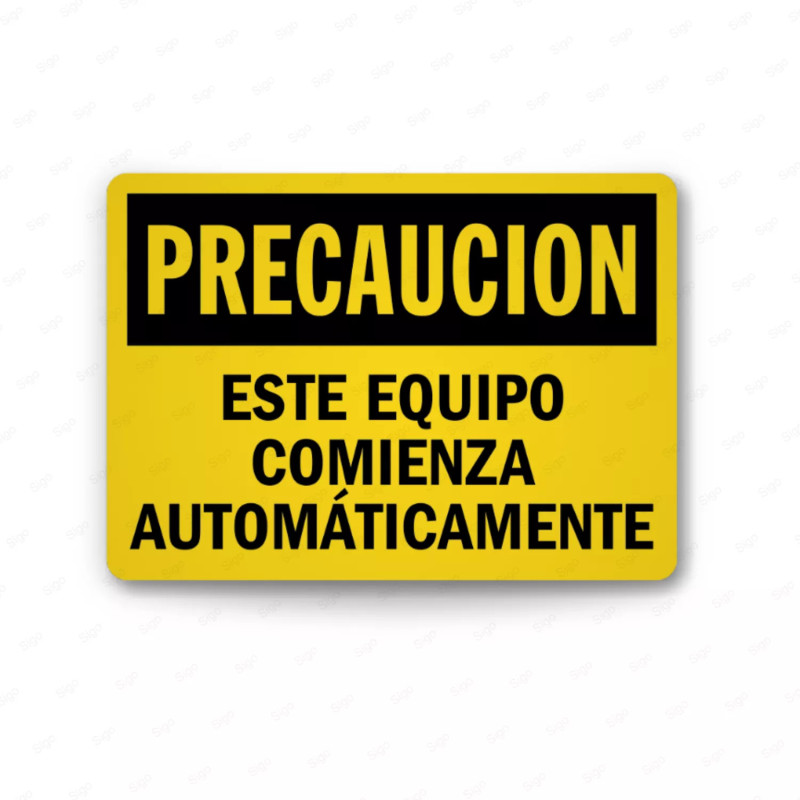 Rótulo de Precaución - Este equipo comienza automáticamente   | Cod. PRE - 9, Rótulos de Precaución