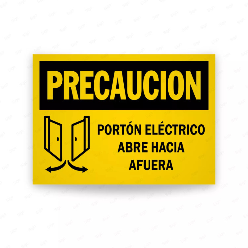 Rótulo de Precaución - Portón eléctrico abre hacia afuera | Cod. PRE - 2, Rótulos de Precaución