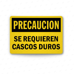 Rótulo de Precaución - Se requieren cascos duros | Cod. PRE - 13, Rótulos de Precaución