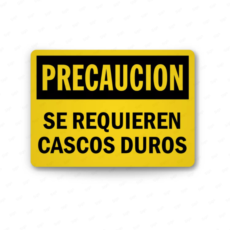 Rótulo de Precaución - Se requieren cascos duros | Cod. PRE - 13, Rótulos de Precaución