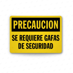 Rótulo de Precaución - Se requiere gafas de seguridad | Cod. PRE - 21, Rótulos de Precaución