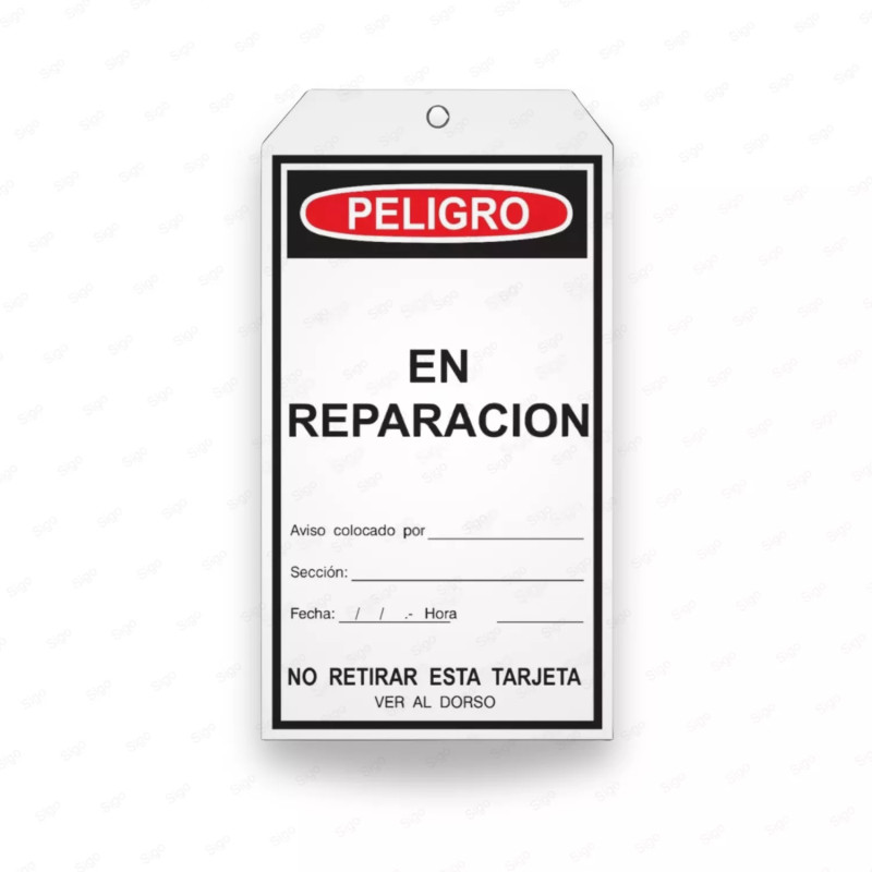 Tarjeta de Seguridad - En Reparación | Cod. TJ - 15, Inicio