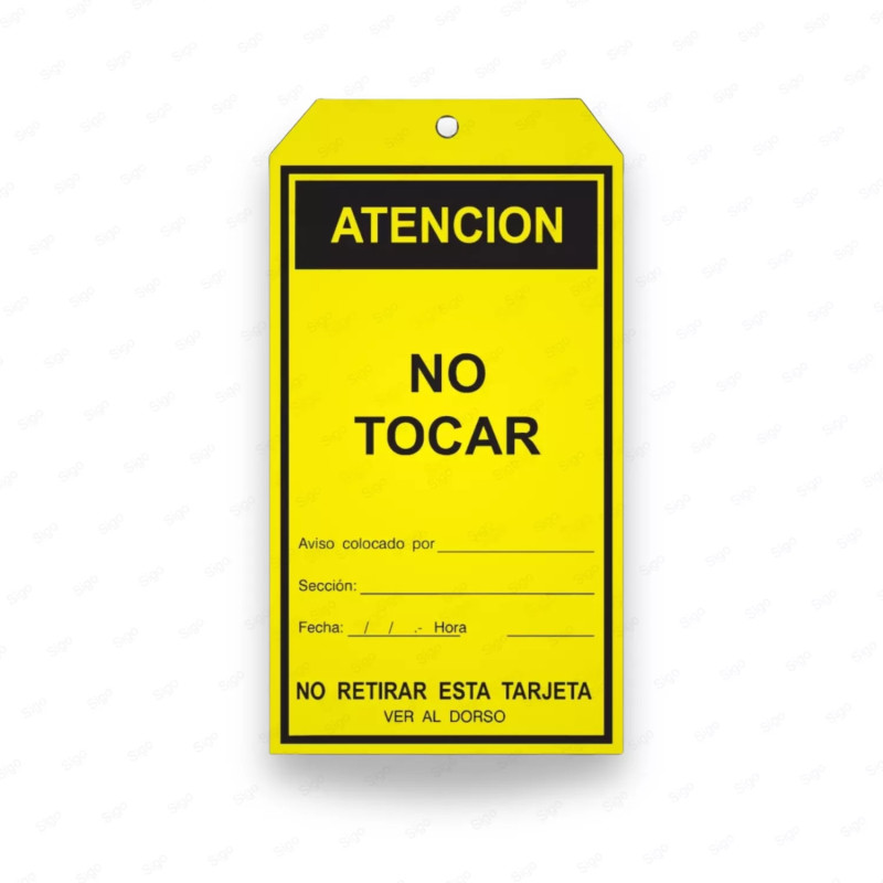 Tarjeta de Seguridad - No Tocar | Cod. TJ - 16, Inicio