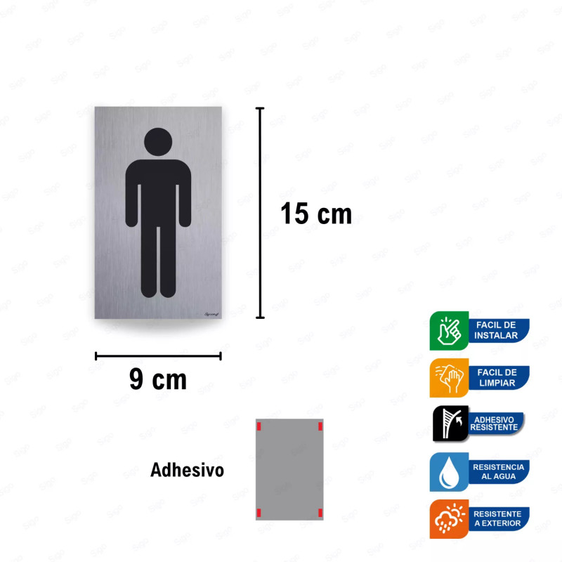 ‣ Rótulo Aluminio Baño Hombres | SIGO