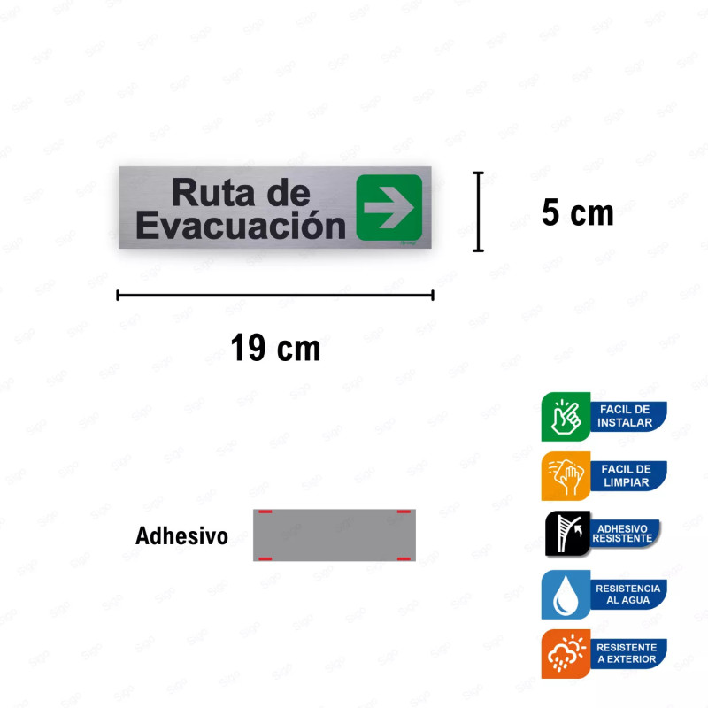 ‣ Rótulo Aluminio Evacuación Flecha Der... | SIGO