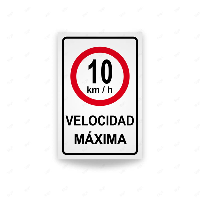 Rótulo Vial Reglamentario - Velocidad Máxima 10 Km/h | Cod. SR - 5