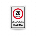 Rótulo Vial Reglamentario - Velocidad Máxima 20 Km/h | Cod. SR - 7