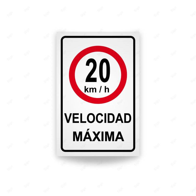 Rótulo Vial Reglamentario - Velocidad Máxima 20 Km/h | Cod. SR - 7