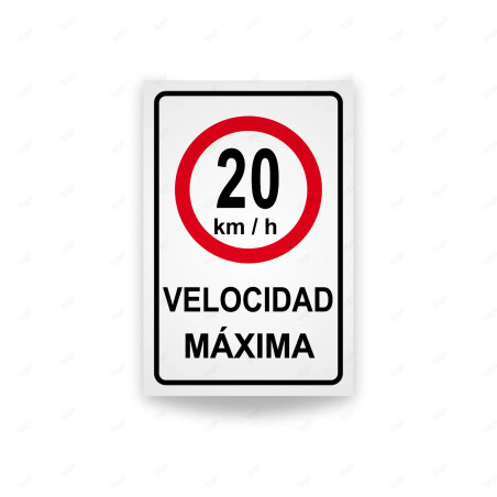 Rótulo Vial Reglamentario - Velocidad Máxima 20 Km/h | Cod. SR - 7
